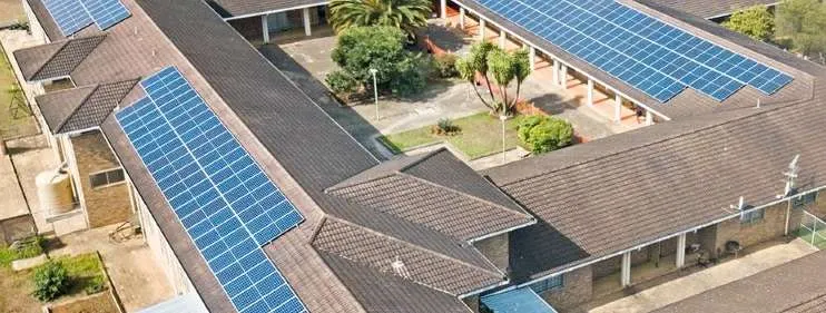 Solar panels on the roof of Muir College